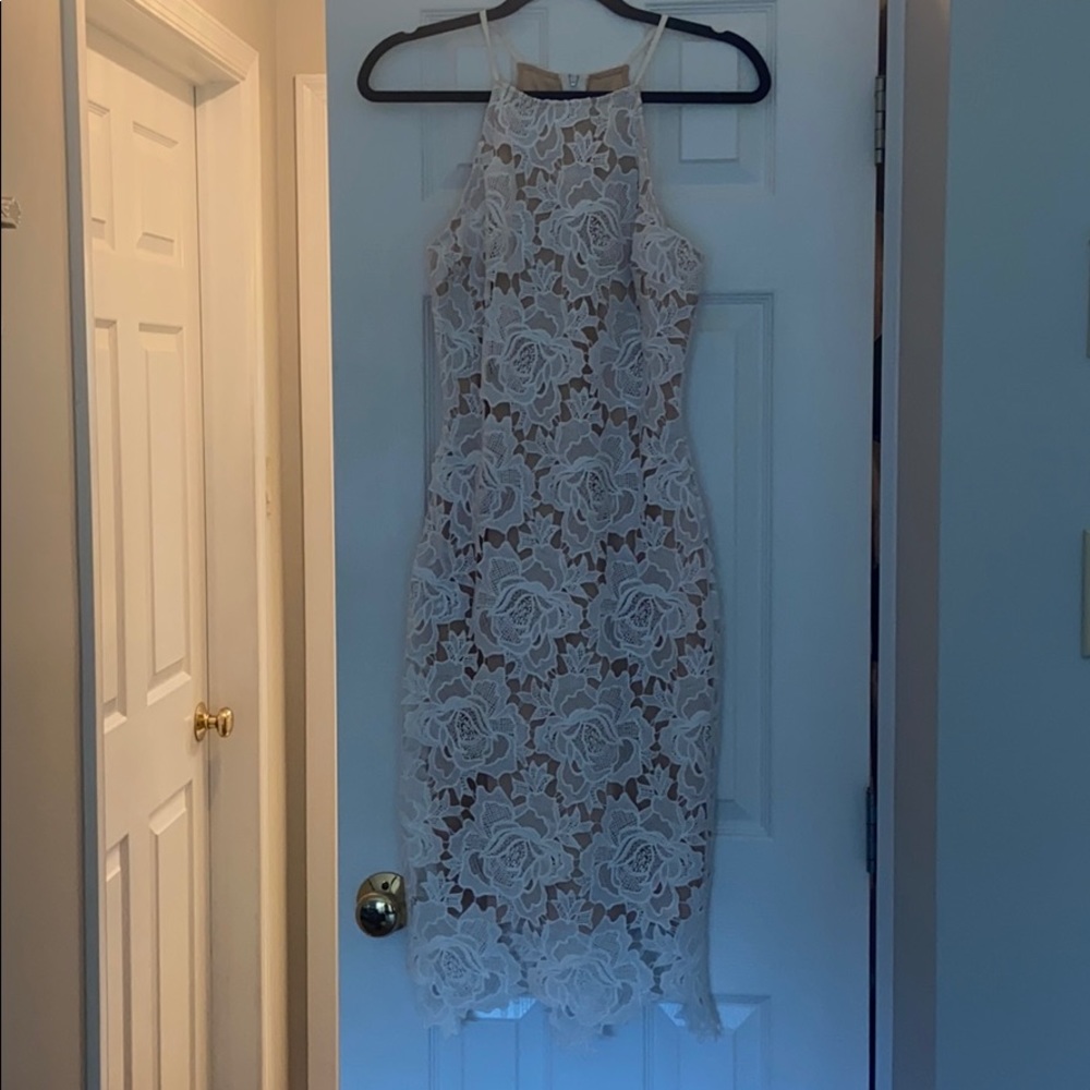 Lulus white lace midi dress